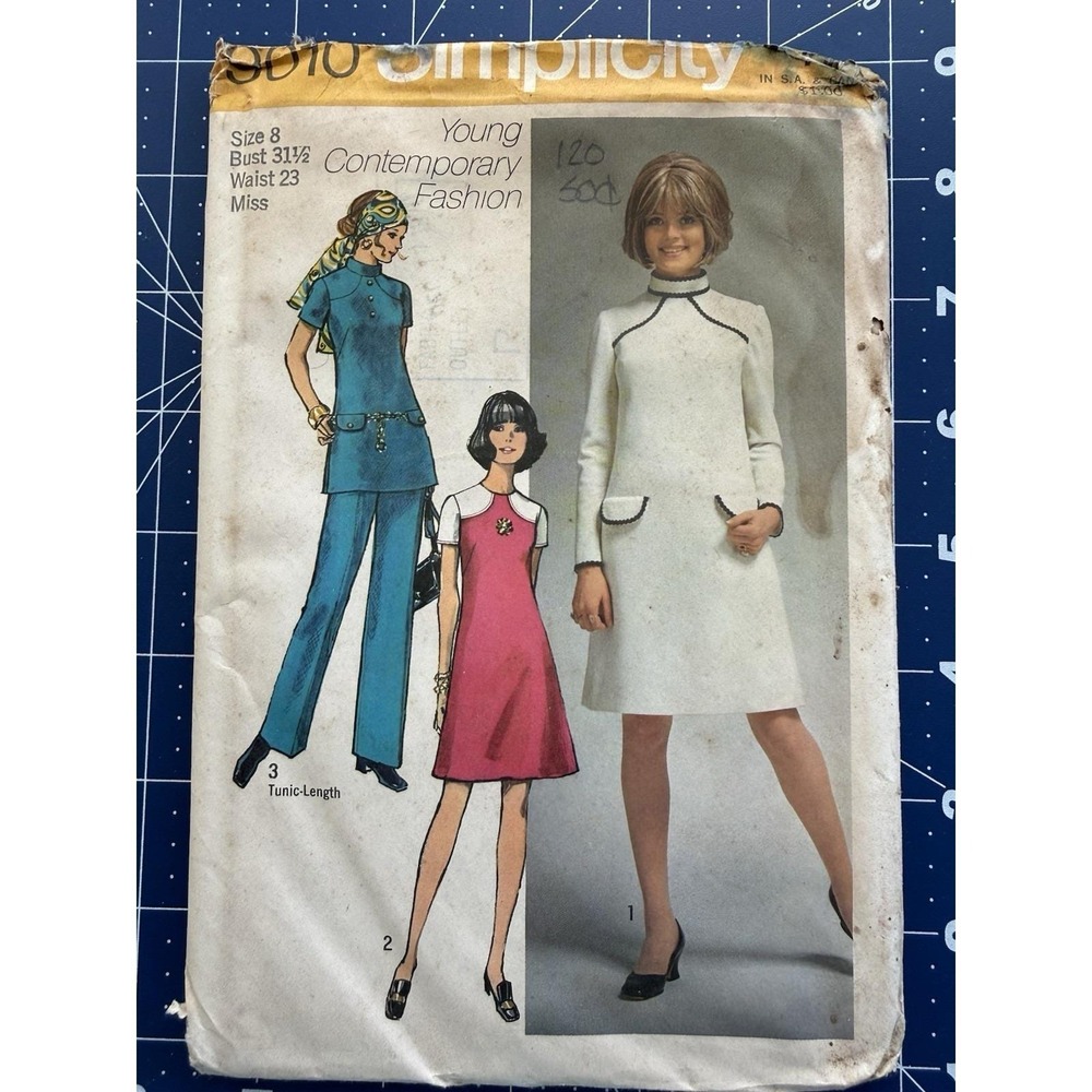 Simplicity Young Contemporary‎ Fashion Pattern 9010 Miss Dress Tunic Pants Sz 8